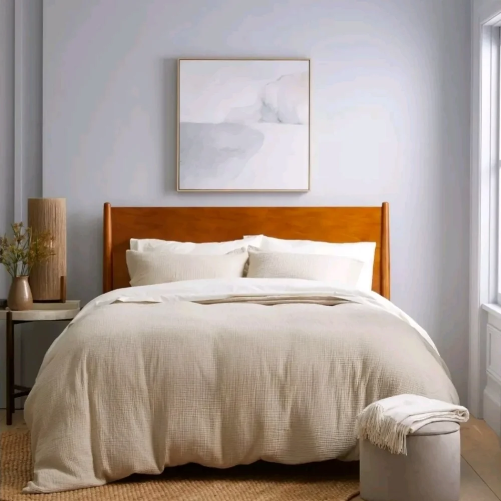 Quince Organic Cotton Dune Airy Gauze Duvet Cover! King/ Cal King (786)